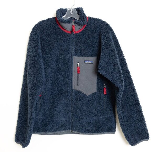 Patagonia Men’s Classic Retro-X Fleece Jacket Sherpa Full Zip Navy / Wax Red - Picture 3 of 15